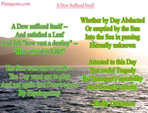 A Dew Sufficed Itself