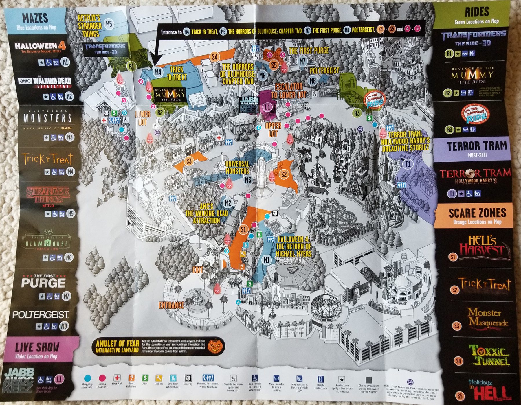 2018 Halloween Horror Nights Map