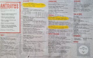 Antojitos Cocina Mexicana Menu
