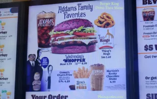 Burger King The Addams Family Menu